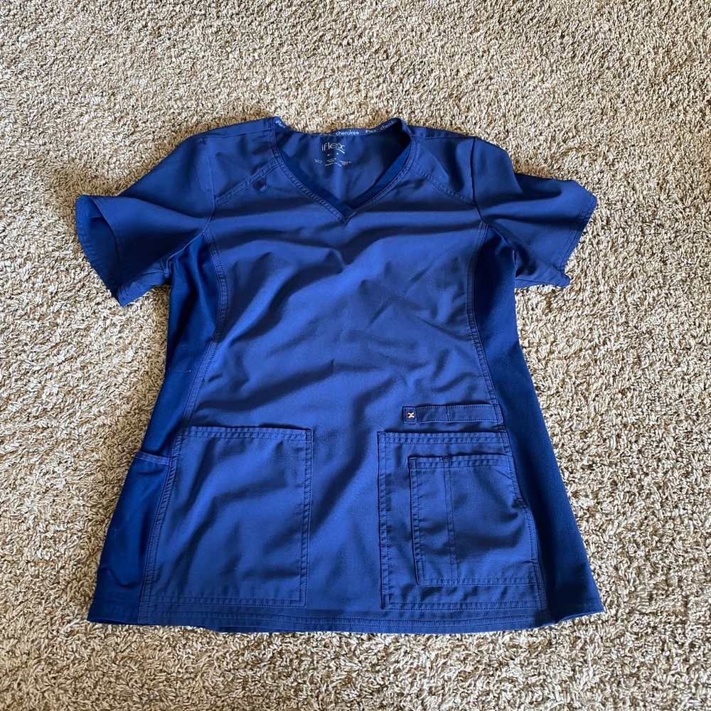 Navy Cherokee Iflex scrub top
